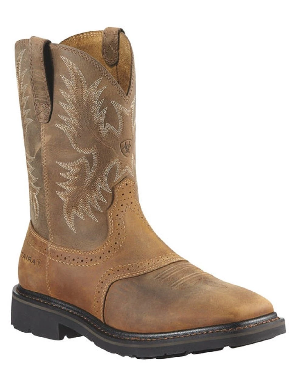 ARIAT MEN'S SIERRA PULL ON WESTERN WIDE SQUARE TOE WORK BOOTS - 10010148 - Image 2