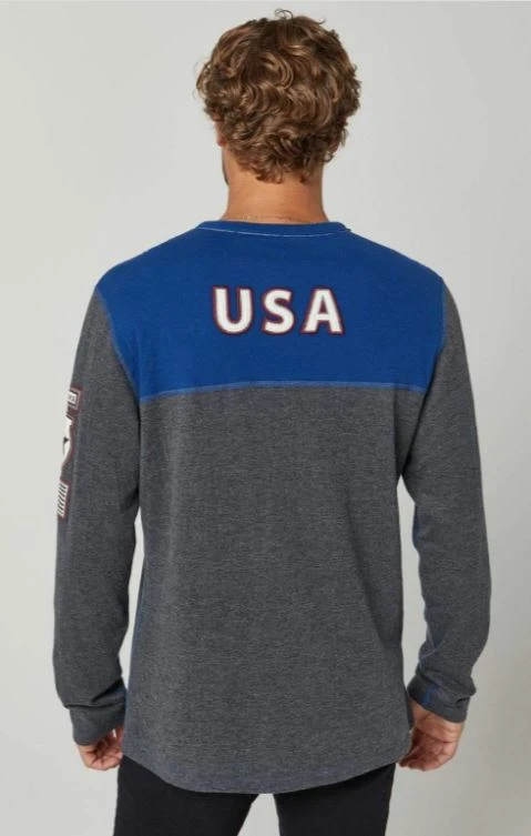 Alp N Rock USA SKI Men's Crew Shirt In Indigo - Image 2