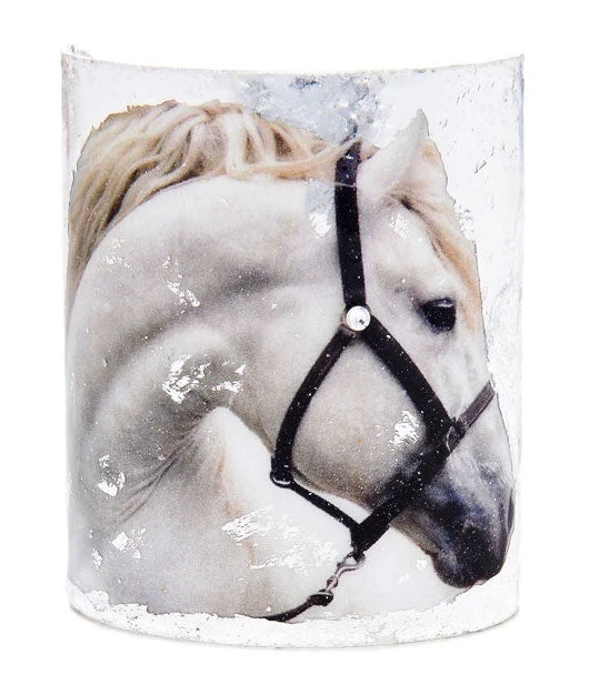 Evocateur Horse Cuff White Horse 3 Inch Silver Bracelet Equestrian Jewelry