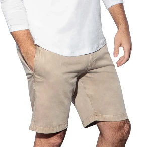 7 Downie Men's Shorts In Kaki Super Soft Brushed Cotton Pants With 4-way Stretch