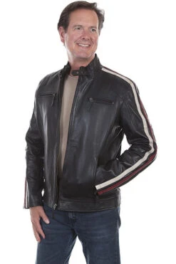 Scully Men's Leather Racing Stripe Jacket