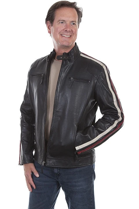 Scully Men's Leather Racing Stripe Jacket