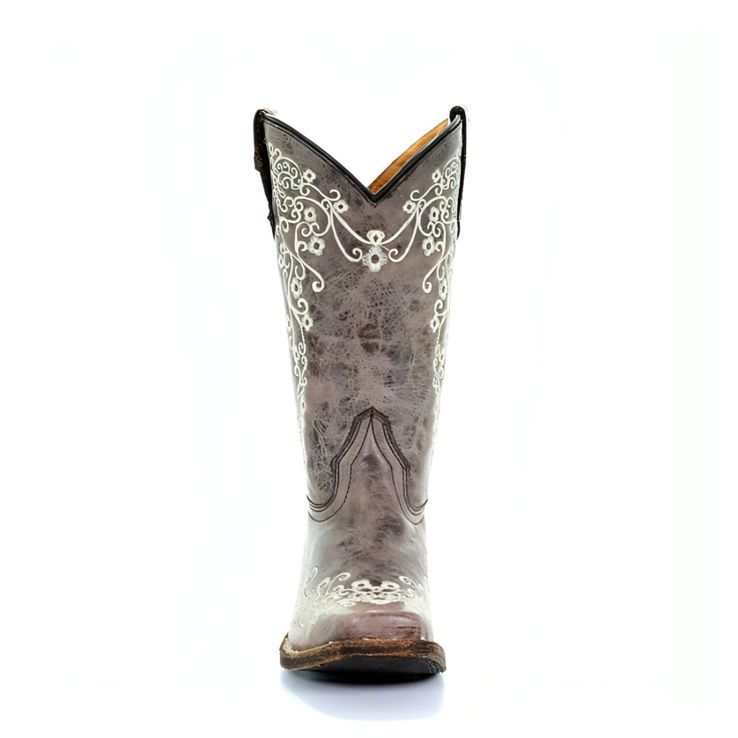 CORRAL KIDS/TEEN BROWN/BONE EMBROIDERY SQUARE TOE BOOT - A2980 - Image 4