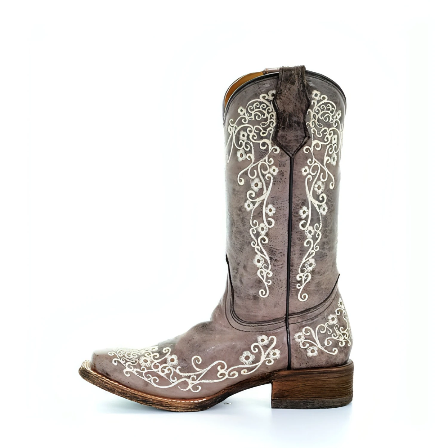 CORRAL KIDS/TEEN BROWN/BONE EMBROIDERY SQUARE TOE BOOT - A2980 - Image 5