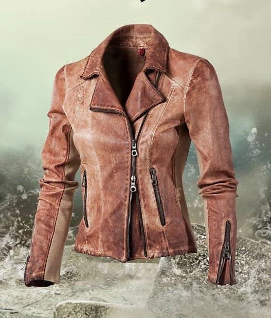 Artico Women's Leather Moto Jacket In Cognac - Image 2