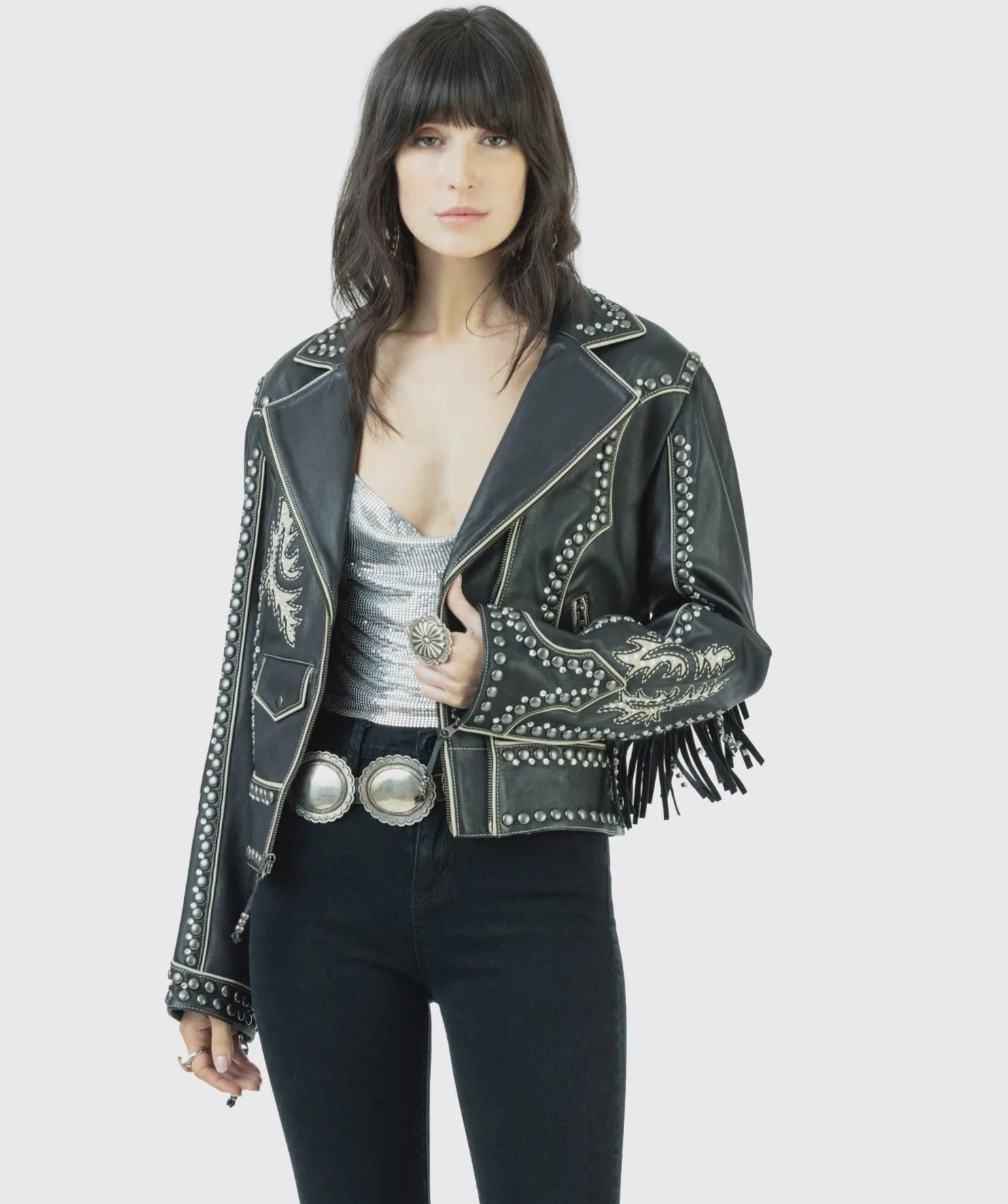 Double D Ranch Design Handy With The Steel Leather Jacket - Image 2