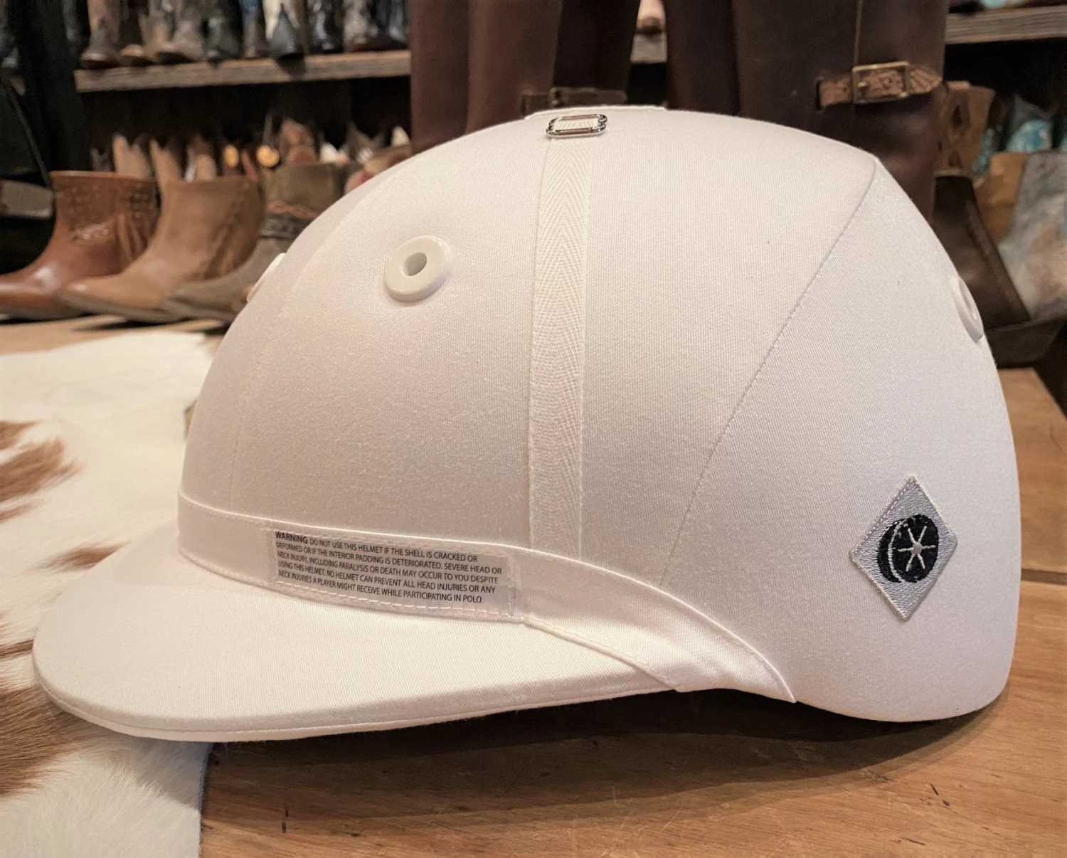 Charles Owens Polo Sovereign Helmet In White Fabric