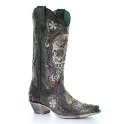 CORRAL WOMEN'S BLACK/WHITE SKULL BOOT - E1587