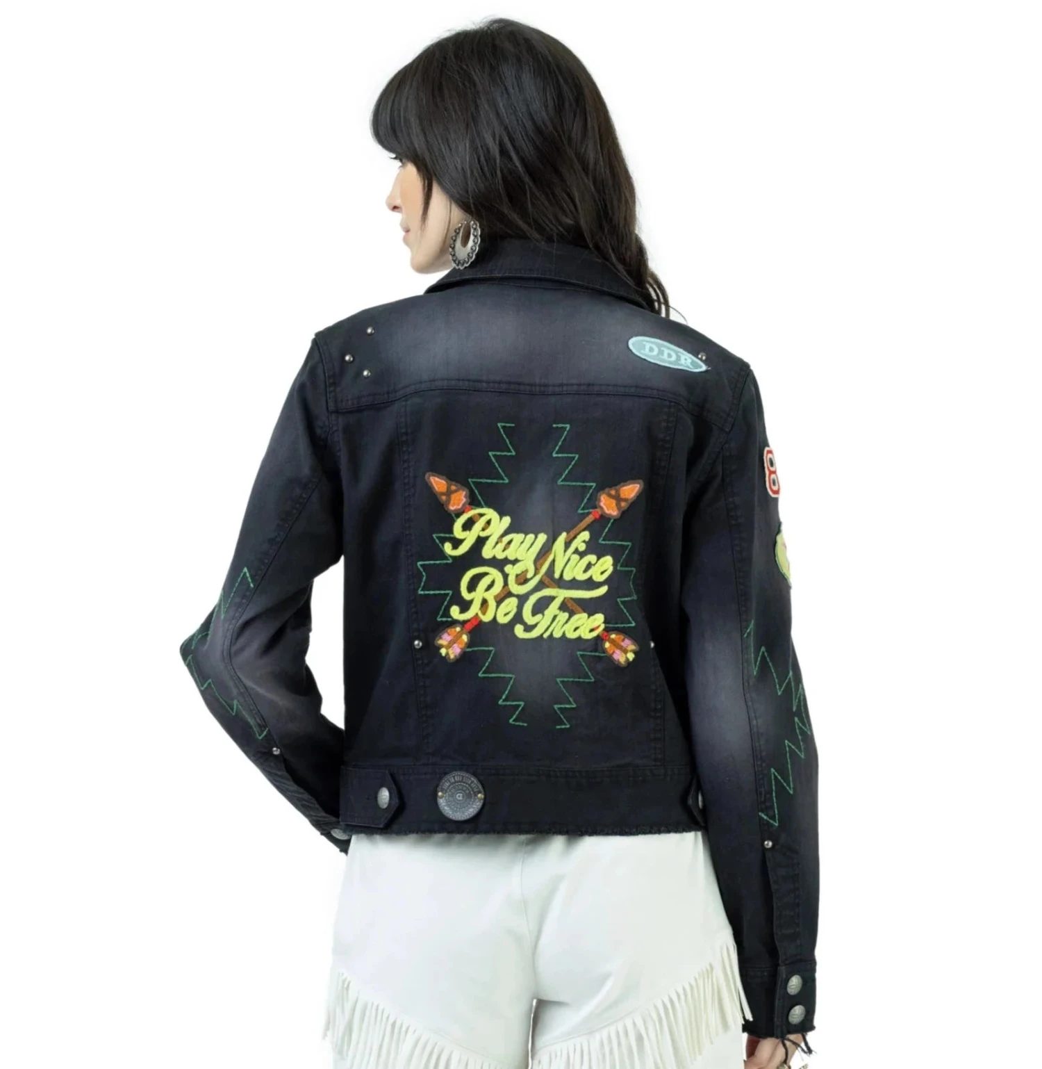 Double D Ranch Desperado Play Nice Womens Denim Jacket - Image 4