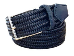 George Roth ESSEN 5702 Leather Braided Woven Stretch In Navy SS22