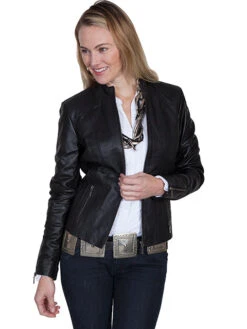 Scully Women's Leather Jacket In Black Lamb L331