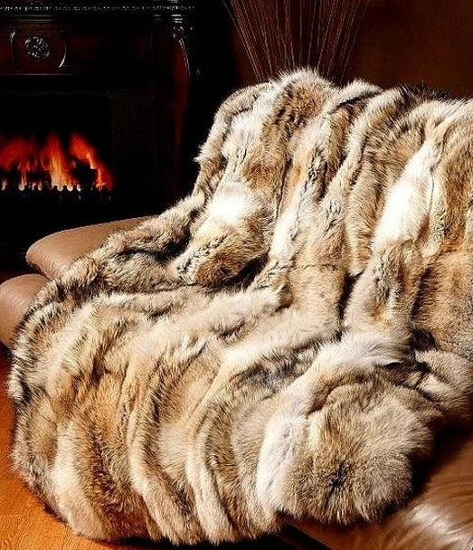 M.Miller Real Coyote Fur Section Throw Blanket - Image 2