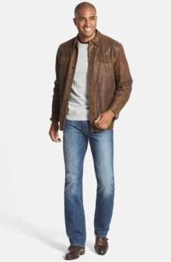 MISSANI LE COLLEZIONI Classic Fit Military Shirt Leather Jacket 331810 SS22