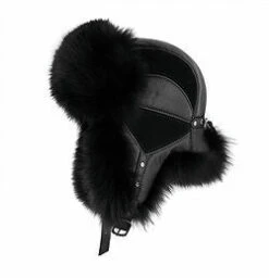 Mitchie's Leather Trooper Hat With Fox Fur