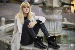 NIS Croco Black / Black Rabbit Ankle Winter Boot 1915450/1