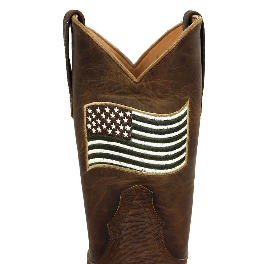 ROCKIN' LEATHER MEN'S AMERICAN FLAG SOFT TOE WORK BOOT-5016 - Image 2