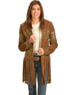 Scully L124 Women's Suede Coat With Long Fringe