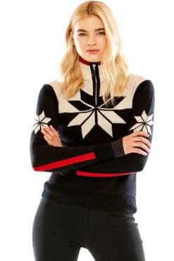 M.Miller Neige Snowflake Extra Fine Half Zip In BLACK ON SALE!