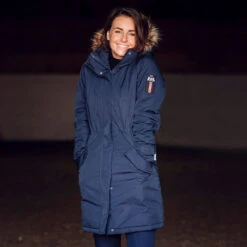 B Vertigo Women's Gwyneth Winter Parka Jacket In Dark Navy