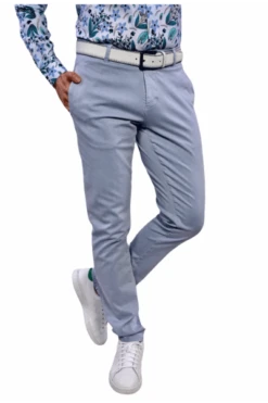 7 Downie Men's London Style Pants In Aqua Light Blue