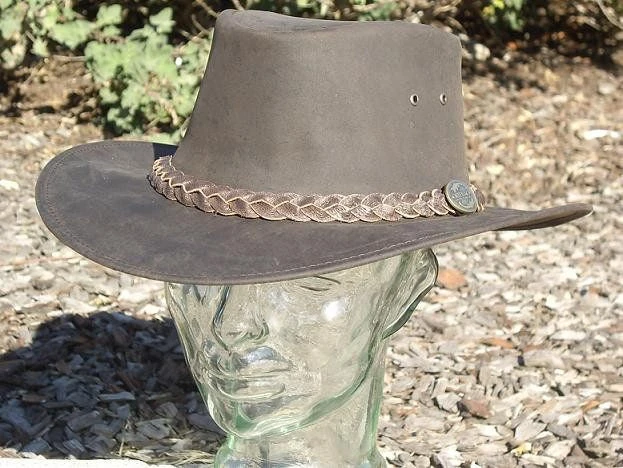 Kangaroo Leather Hat - Dark Brown Outback Survival Gear - Image 2