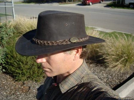 Kangaroo Leather Hat - Dark Brown Outback Survival Gear