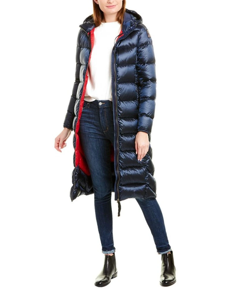 Parajumpers Leah Womens Long Winter Jacket In Cadet Blue ON SALE