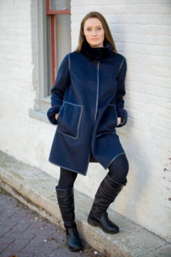 Bergen Of Norway Kari - Navy/Grey Cashmere Mink Coat