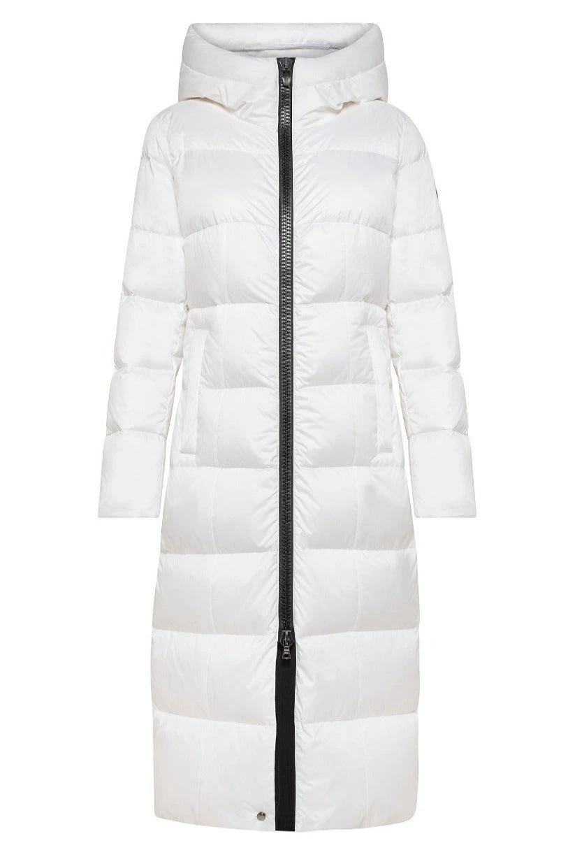 Post Card Avoriaz White Womens Long Down Coat - Image 2